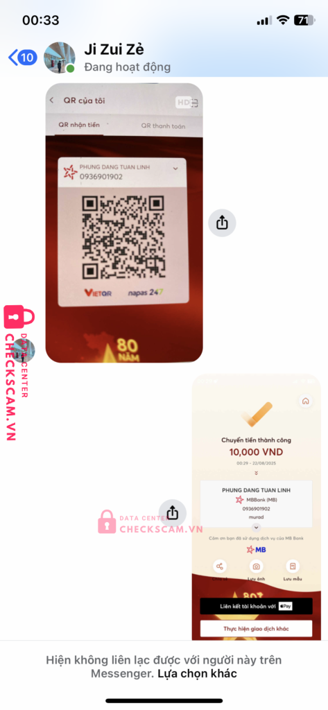 0936901902 PHUNG DANG TUAN LINH MB bị cảnh báo lừa đảo scam
