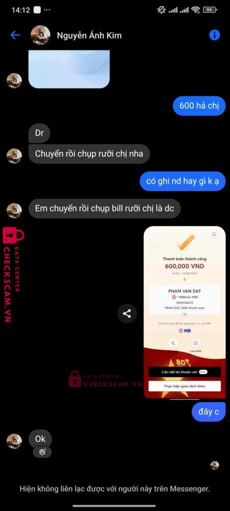 0939746213 Pham Van Dat MB bị cảnh báo lừa đảo scam