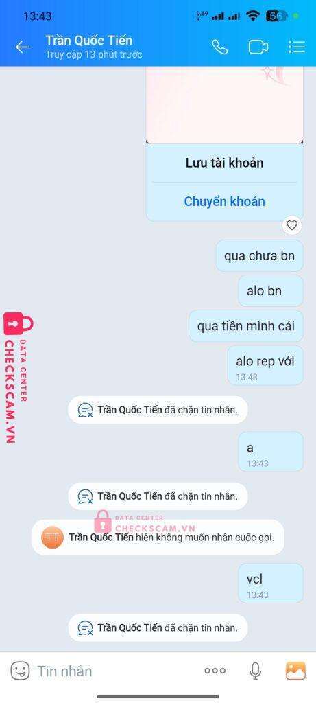 0942114399 TRAN QUOC TIEN MB bị cảnh báo lừa đảo scam