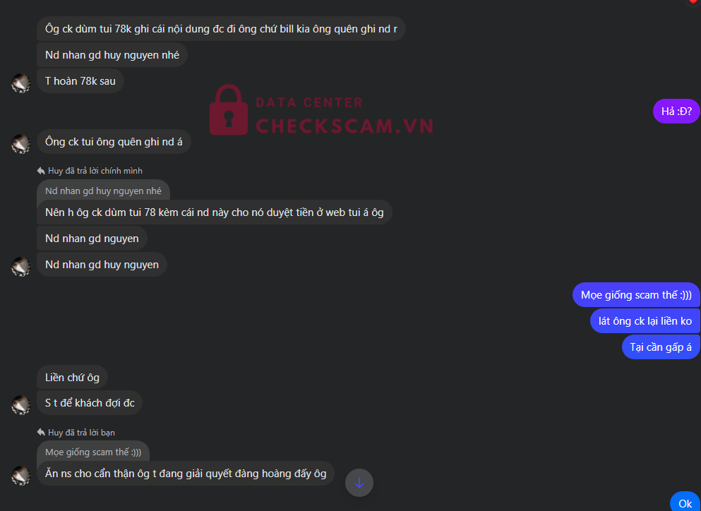 0961276157 Nguyen Ngoc Gia Huy MB bị cảnh báo lừa đảo scam