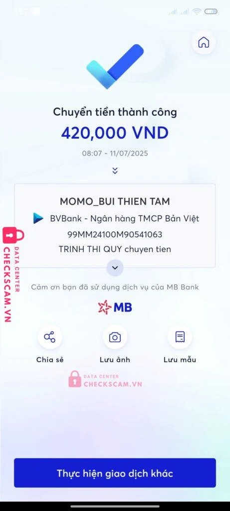 0961970180 BUI THIEN TAM Momo bị cảnh báo lừa đảo scam