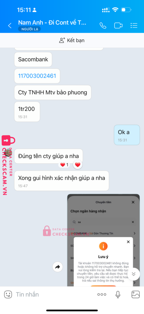 0965391630 MTV BAO PHUONG VN Sacombank bị cảnh báo lừa đảo scam