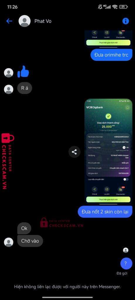 0971451871 NGUYEN VO ANH THU MB bị cảnh báo lừa đảo scam