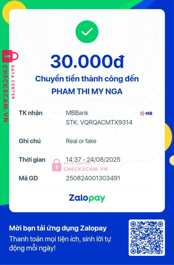0973693079 Pham Thi My Nga MB bị cảnh báo lừa đảo scam