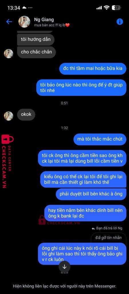 0973976564 NGUYEN TRUONG GIANG MB bị cảnh báo lừa đảo scam