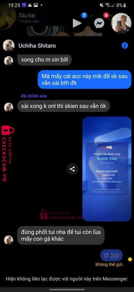 0977359680 NGUYEN NGOC MINH MB bị cảnh báo lừa đảo scam
