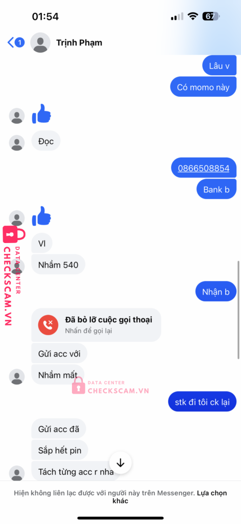 0978368901 NGUYEN VIET NAM Momo bị cảnh báo lừa đảo scam