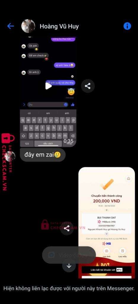 00010519861987 Bui Thanh Dat MB bị cảnh báo lừa đảo scam