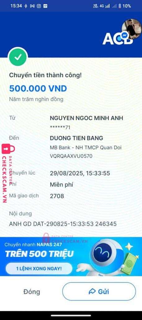 010172 Duong Tien Bang MB bị cảnh báo lừa đảo scam