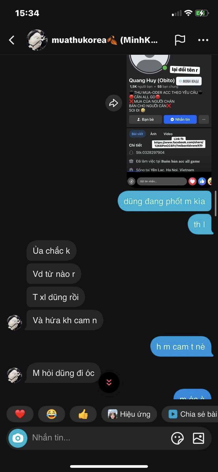 0328297904 Sa Minh Khai Zalo Pay bị cảnh báo lừa đảo scam