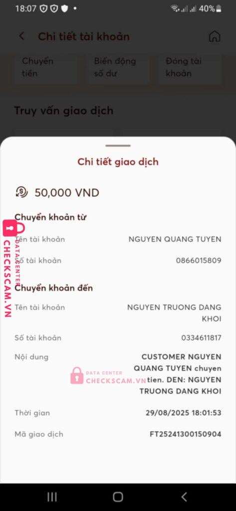 0334611817 Nguyen Truong Dang Khoi MB bị cảnh báo lừa đảo scam