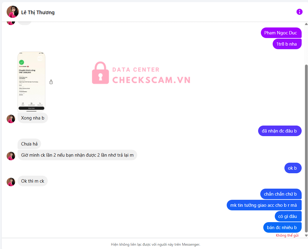 0461000499632 Le Thi Thuong VCB bị cảnh báo lừa đảo scam