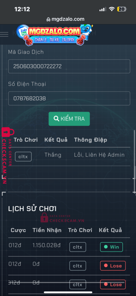 0523032050 Bui Thi Chuc Zalo Pay bị cảnh báo lừa đảo scam