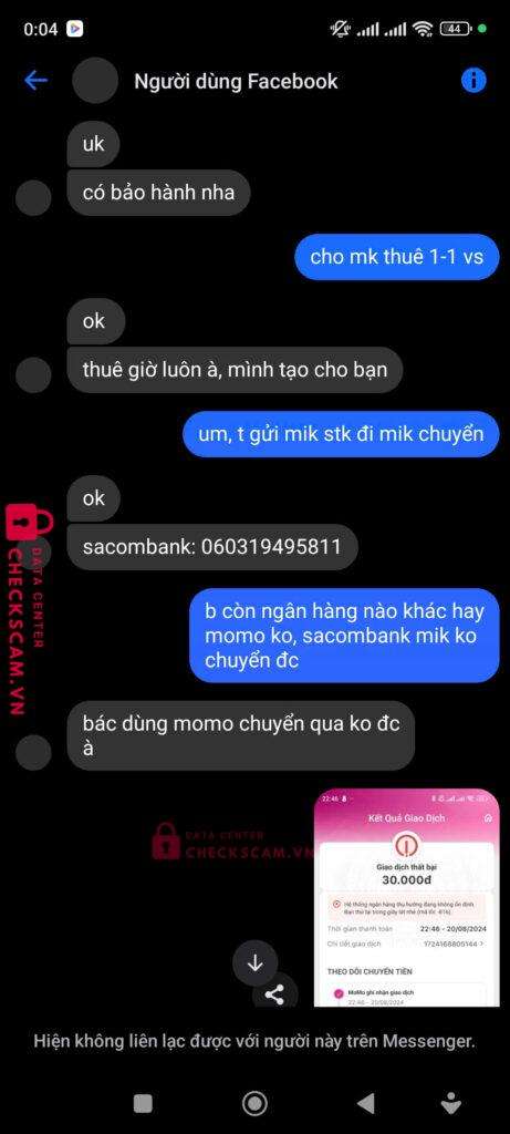 060319495811 Pham Thanh Tung Sacombank bị cảnh báo lừa đảo scam