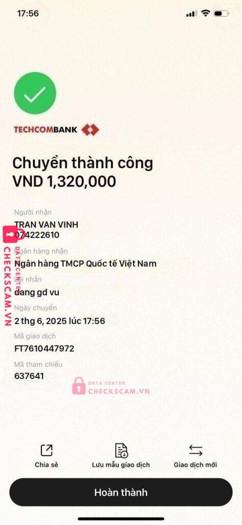 074222610 Tran Van Vinh VIB bị cảnh báo lừa đảo scam