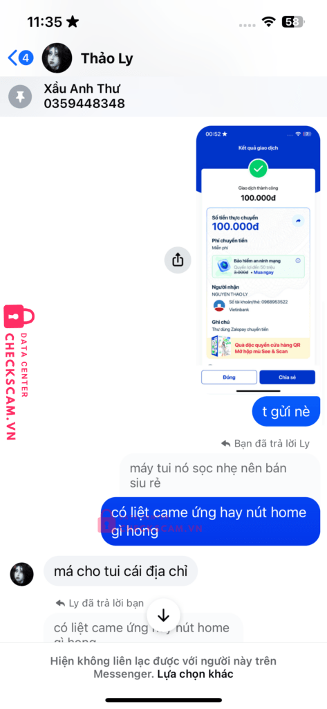 0968953522 Nguyen Thao Ly Vietinbank bị cảnh báo lừa đảo scam