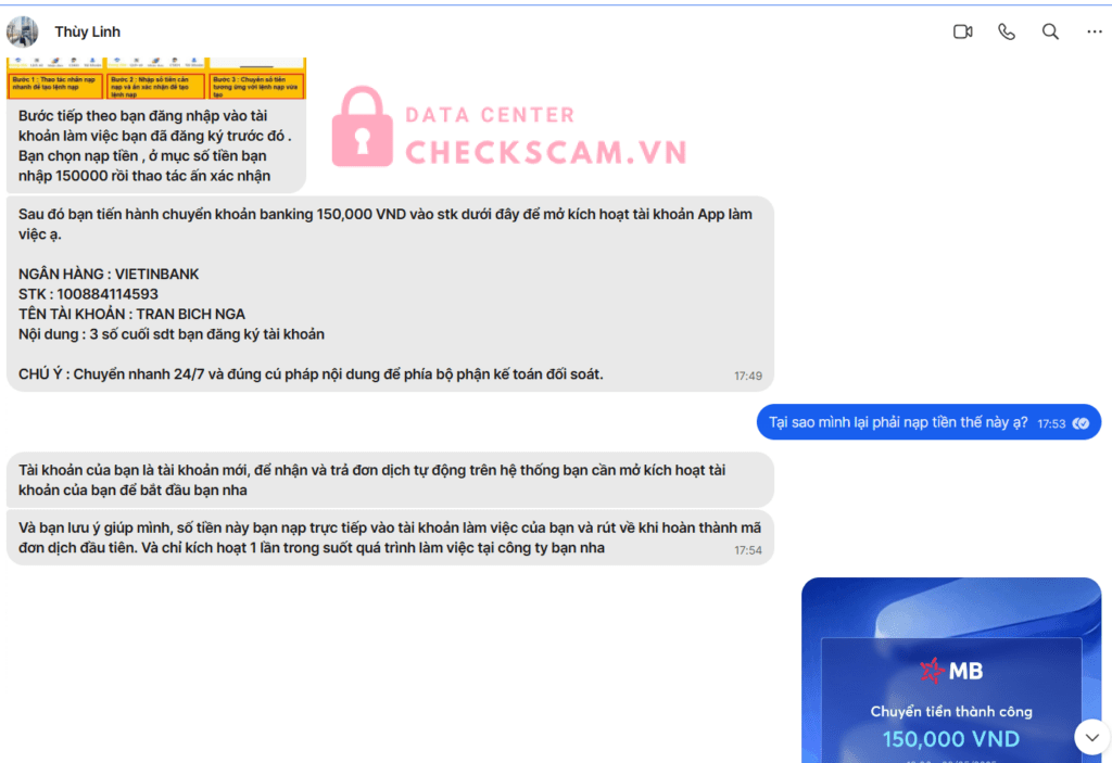 100884114593 Tran Bich Nga Vietinbank bị cảnh báo lừa đảo scam