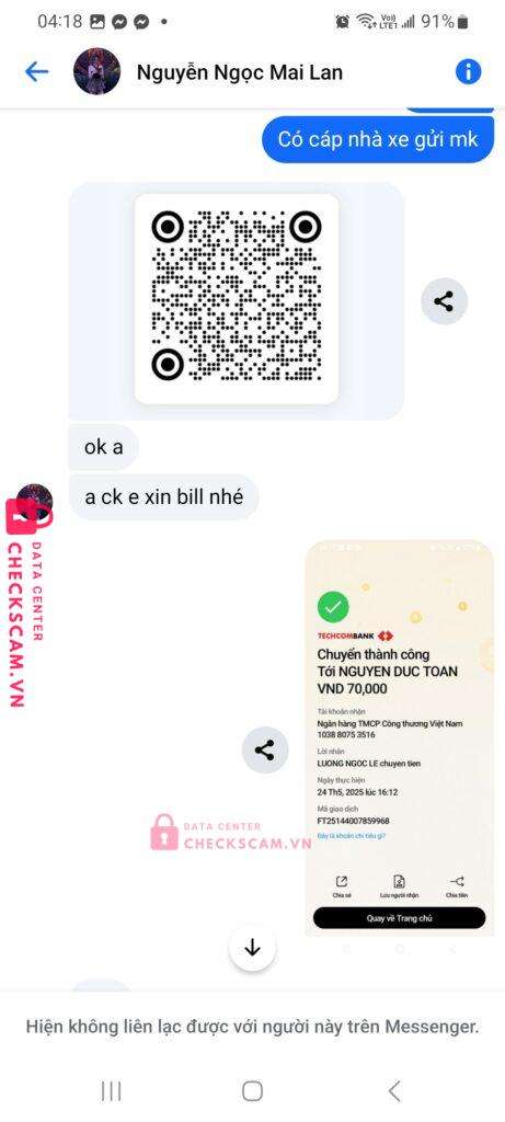 103880753516 Nguyen Duc Toan Vietinbank bị cảnh báo lừa đảo scam