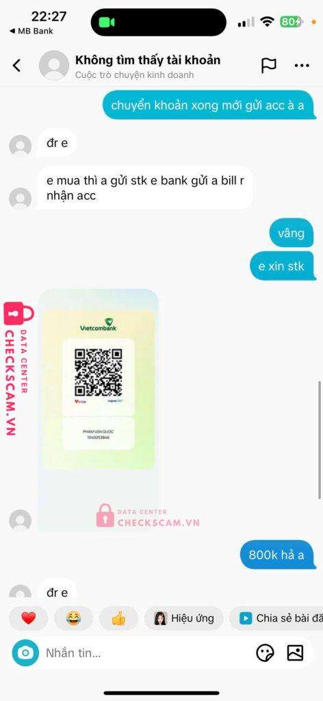 1040253846 Pham Van Quoc VCB bị cảnh báo lừa đảo scam