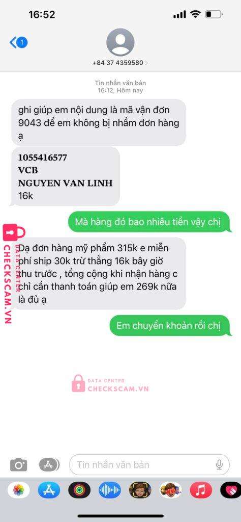 1055416577 Nguyen Van Linh VCB bị cảnh báo lừa đảo scam