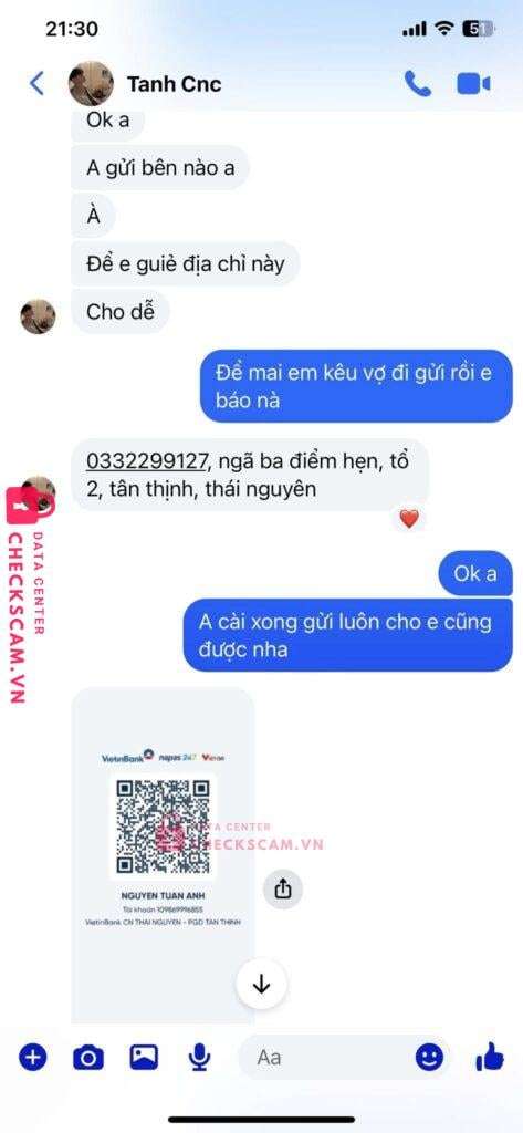 109869996855 Nguyen Tuan Anh Vietinbank bị cảnh báo lừa đảo scam