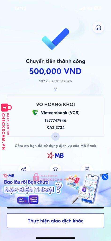 1877747946 Vo Hoang Khoi VCB bị cảnh báo lừa đảo scam