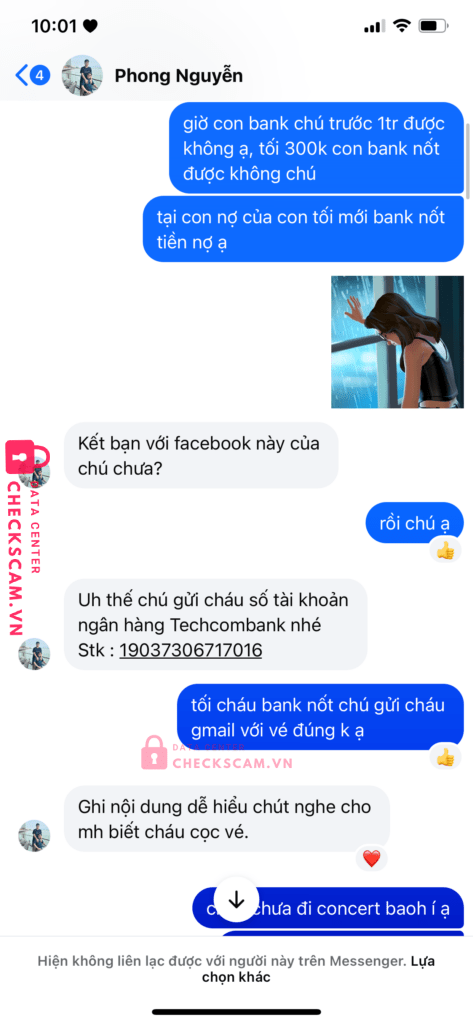 19037306717016 Nguyen Duy Thinh Techcombank bị cảnh báo lừa đảo scam