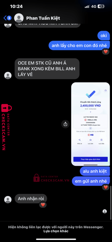 21500008386 Lo Thi Ngoc Dai MB bị cảnh báo lừa đảo scam