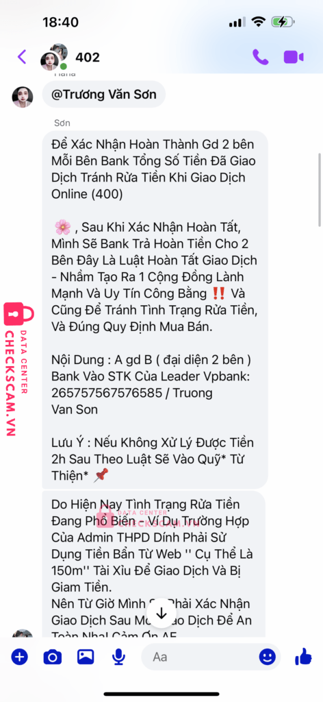 265757567576585 Truong Van Son VP BANK bị cảnh báo lừa đảo scam