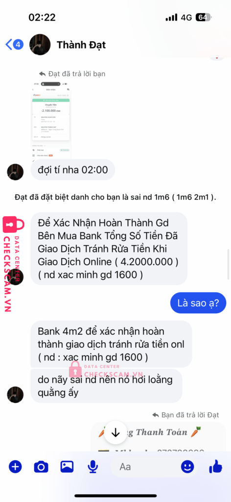 272788686 Nguyen Thanh Dat MB bị cảnh báo lừa đảo scam