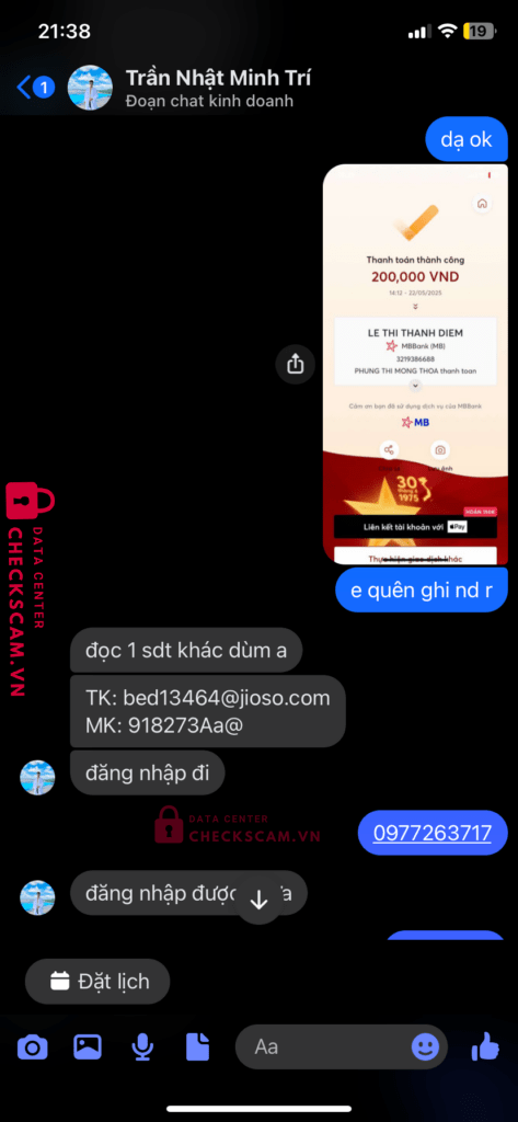 3219386688 Le Thi Thanh Diem MB bị cảnh báo lừa đảo scam