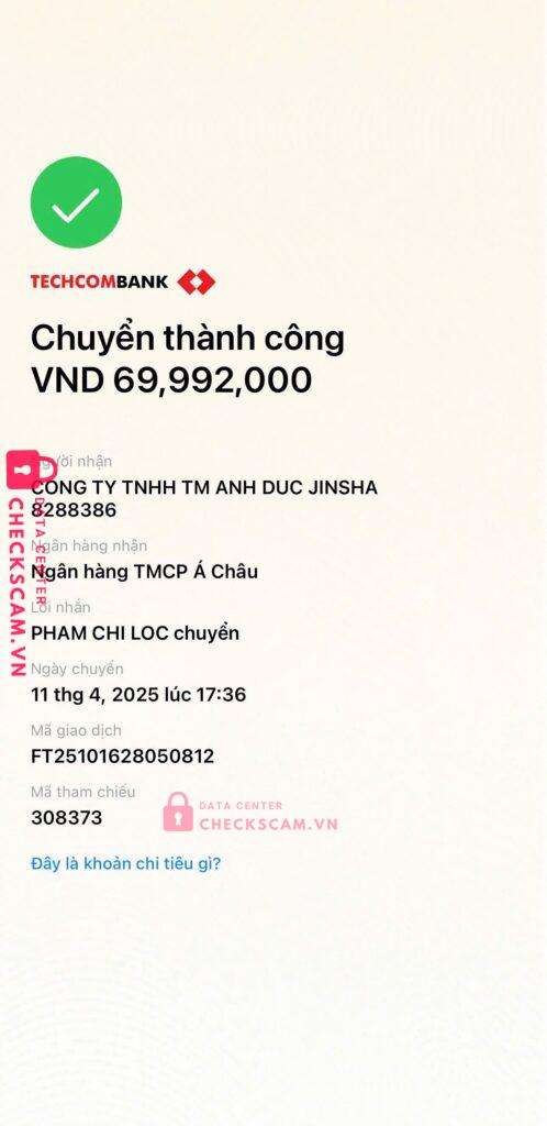 8288386 Anh Duc Jinsha ACB bị cảnh báo lừa đảo scam
