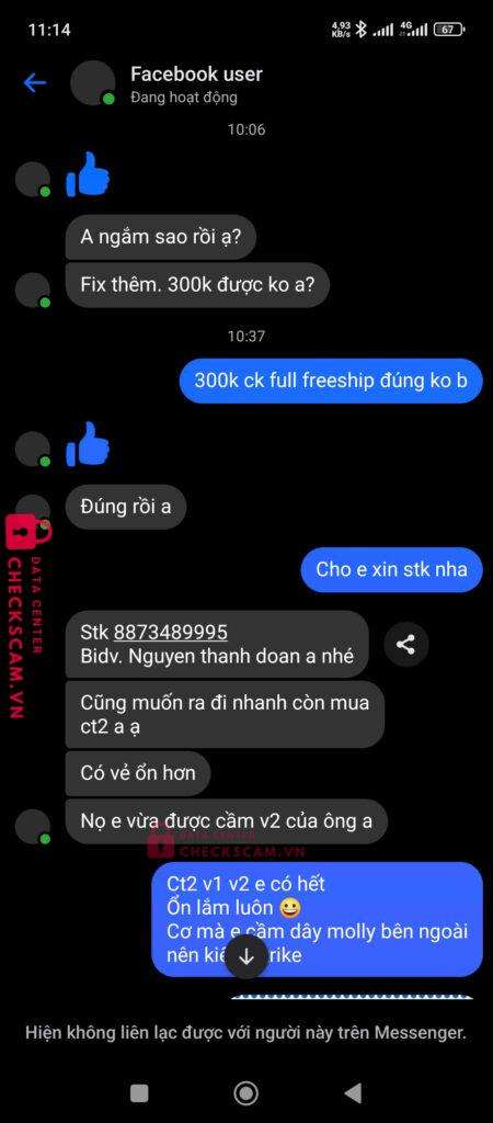 8873489995 Nguyen Thanh Doan BIDV bị cảnh báo lừa đảo scam