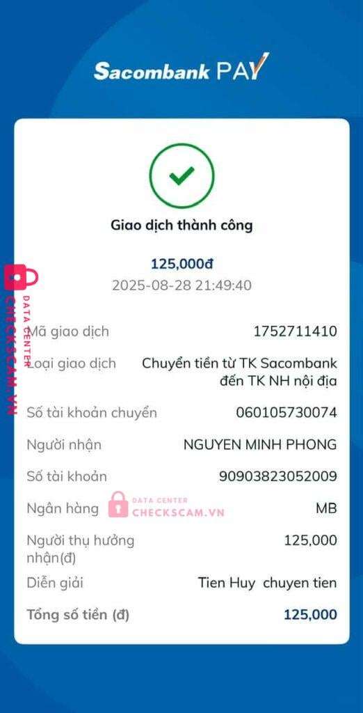 90903823052009 Nguyen Minh Phong MB bị cảnh báo lừa đảo scam