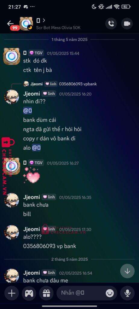 977677 Duong Chan Hung MB bị cảnh báo lừa đảo scam