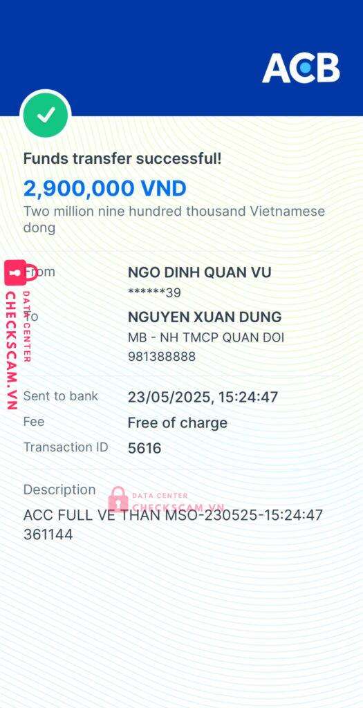 981388888 Nguyen Xuan Dung MB bị cảnh báo lừa đảo scam