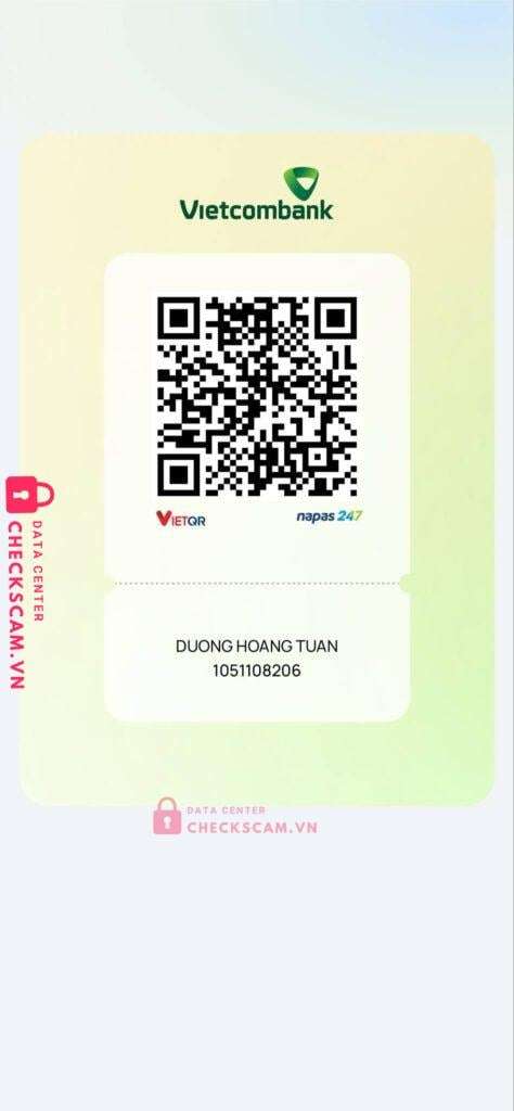 1051108206 Duong Hoang Tuan VCB bị cảnh báo lừa đảo scam