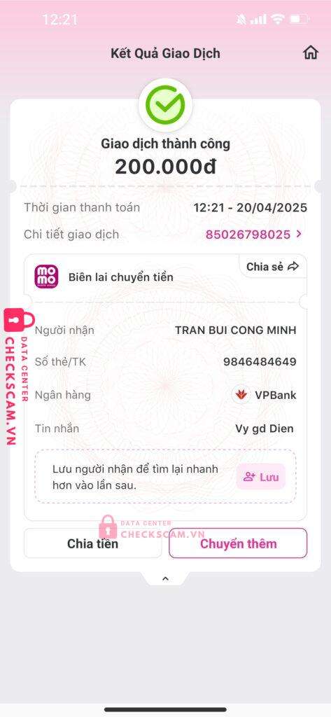 9846484649 Tran Bui Cong Minh VP BANK bị cảnh báo lừa đảo scam