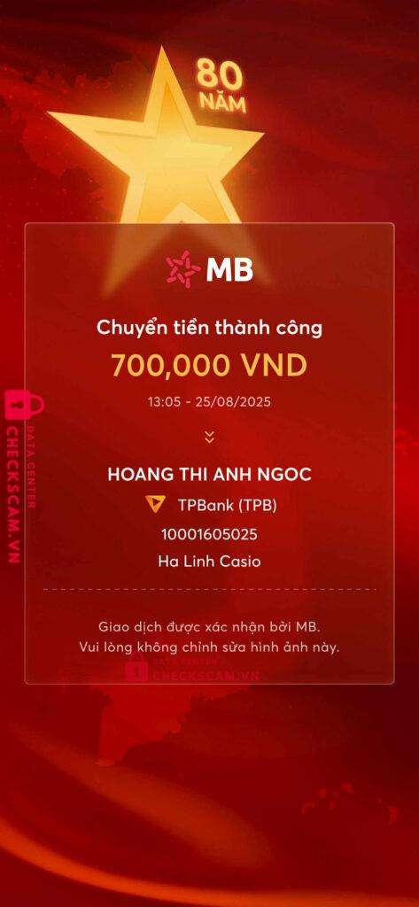 10001605025 Hoang Thi Anh Ngoc TP BANK bị cảnh báo lừa đảo scam