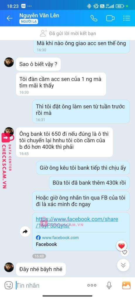 1000999789 NGUYEN VAN LEN Techcombank bị cảnh báo lừa đảo scam