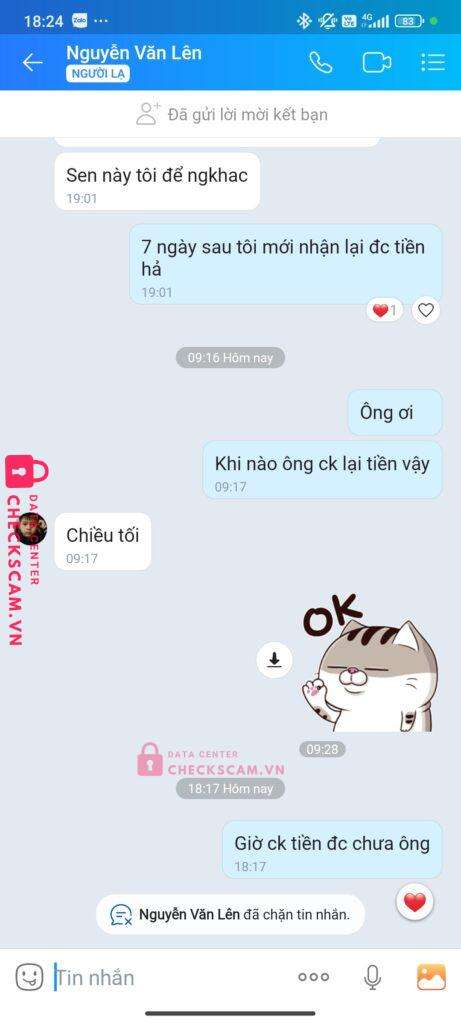 1000999789 NGUYEN VAN LEN Techcombank bị cảnh báo lừa đảo scam