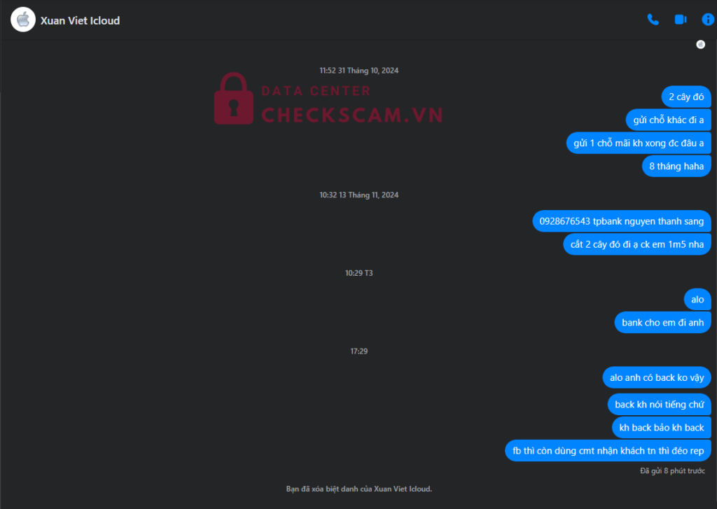 1001000300868 Le Xuan Viet VCB bị cảnh báo lừa đảo scam