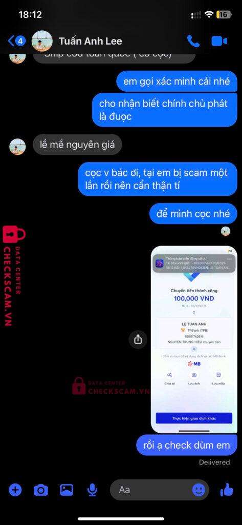 1001762816 LE TUAN ANH TP Bank bị cảnh báo lừa đảo scam