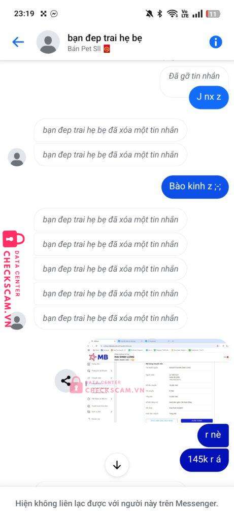 1002580258012 LE VAN HUY MB bị cảnh báo lừa đảo scam