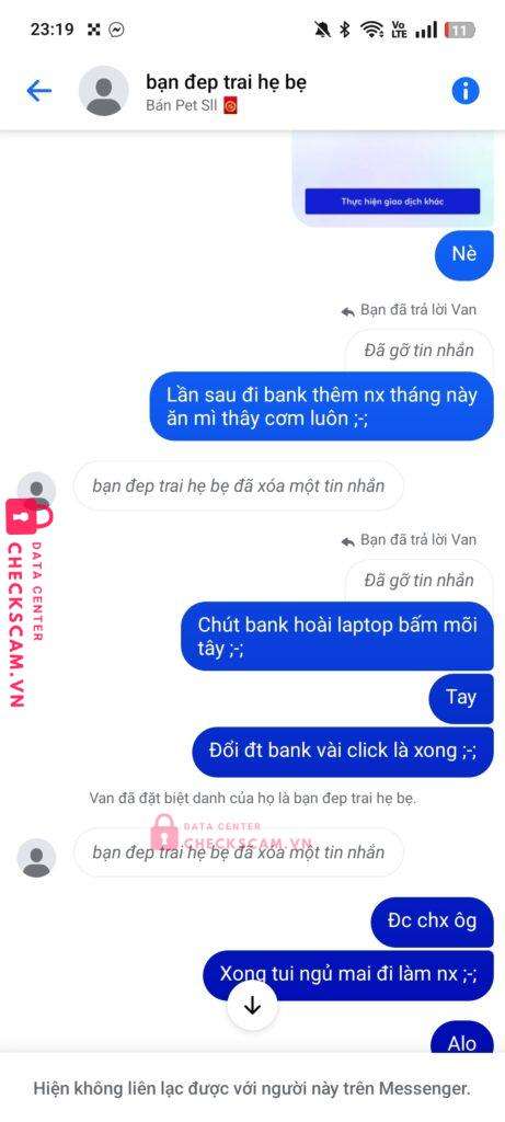 1002580258012 LE VAN HUY MB bị cảnh báo lừa đảo scam