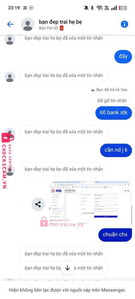 1002580258012 LE VAN HUY MB bị cảnh báo lừa đảo scam