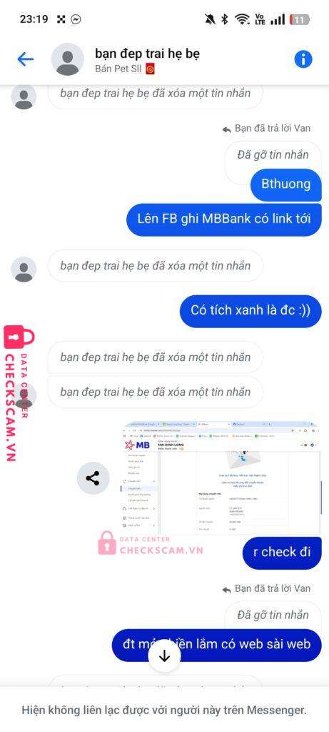 1002580258012 LE VAN HUY MB bị cảnh báo lừa đảo scam