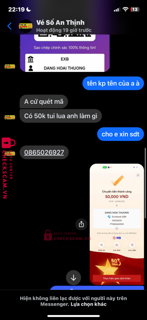 100336315 DANG HOI THUONG Eximbank bị cảnh báo lừa đảo scam