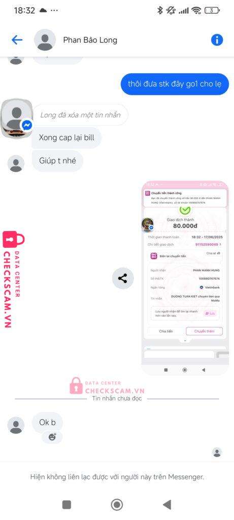100880747674 PHAN MANH HUNG Vietinbank bị cảnh báo lừa đảo scam