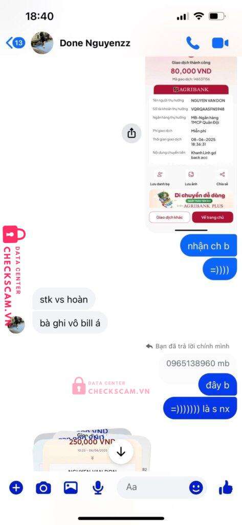 10151313022007 NGUYEN VAN DON MB bị cảnh báo lừa đảo scam